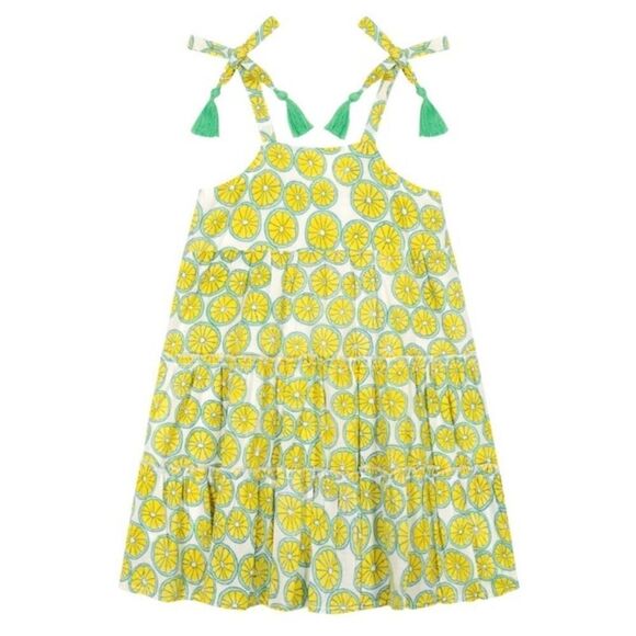 Mer. St. Barth Bella Shoulder Tie Dress in Citrus Yellow Girls Sz. 10 - Picture 1 of 4